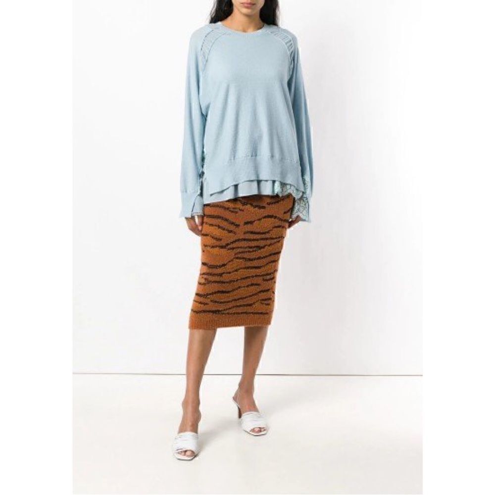 Stella McCartney Animal Intarsia Tiger Slim Fit Pull On Knit Midi Skirt Sz 6 NWT